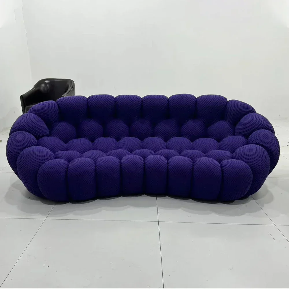 Cloud Curved Sofa Stylish Fabric Designer Couch Fluffy Cloth Sofa Sets Modular Football Sofa for Living Room Furniture - view 3