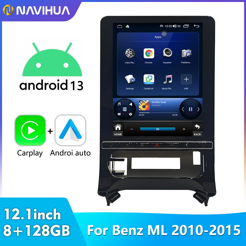 Navihua New Design 12.1inch Tesla Screen Android Car Radio Carplay GPS Head Unit Multimedia Auto Stereo for Benz ML GL 2013-2015