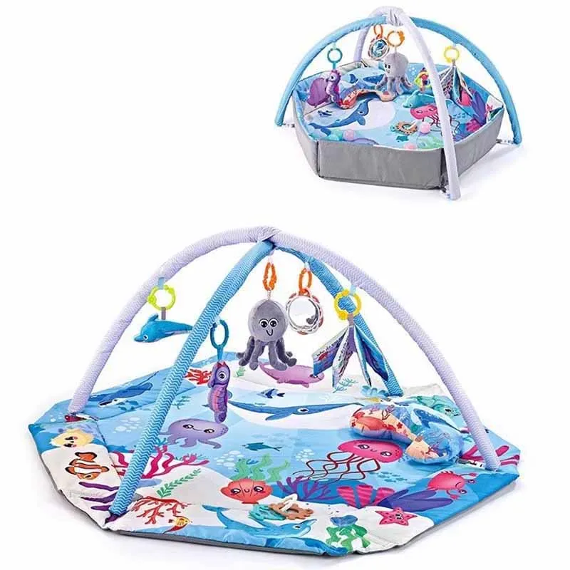 Play Mats with Detachable Toys for Baby Infant Tummy Time Activity Mat Washable Multifunctional Fence Baby Gym Play Mat