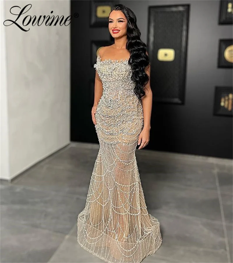 Champagne Beads Party Dress Elegant Evening Dresses For Women Strapless Crystals Gala Dresses Party Gowns Custom Robe De Soirée