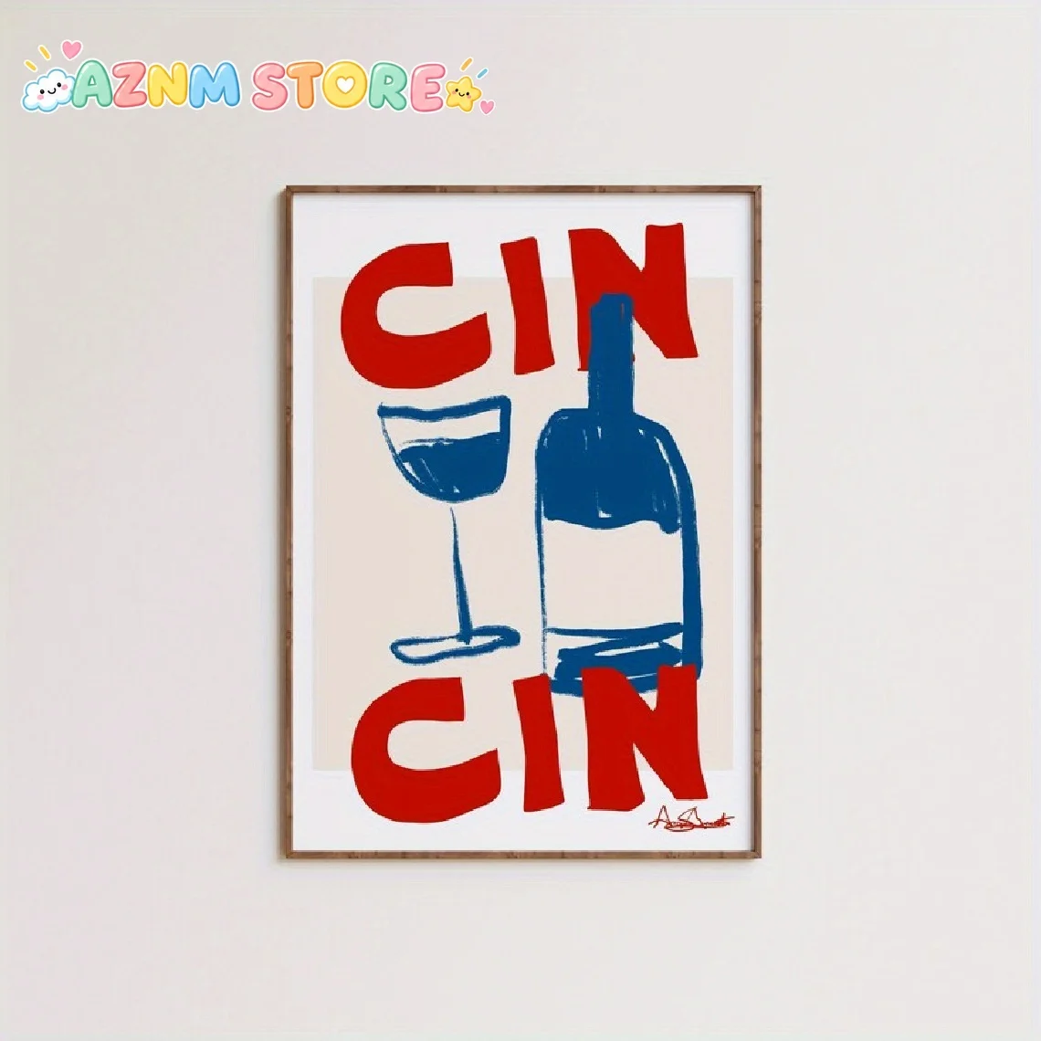 1pc Wall Decoration, a Retro Poster Featuring Cin Cin Wine Art, Minimalist Canvas Painting with Italian Script for a Bar Cart