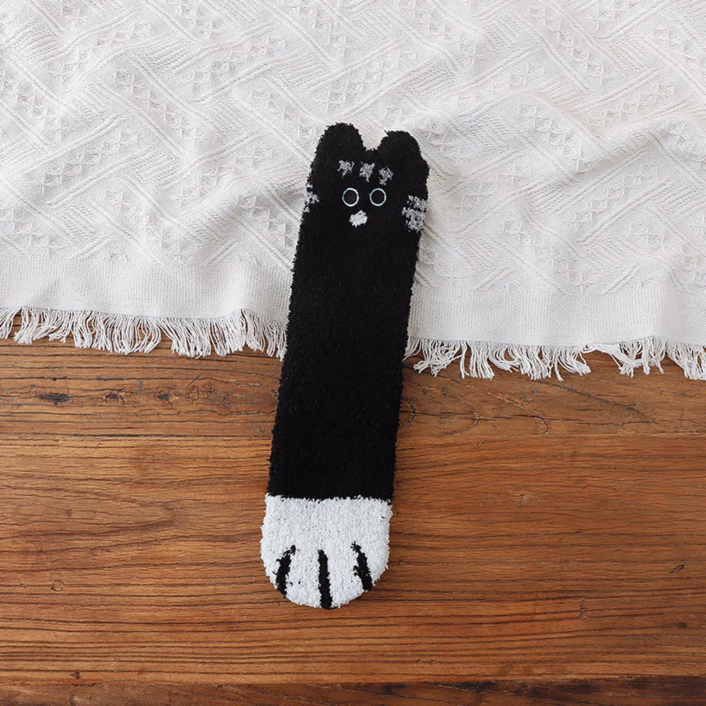 

Women Thick Winter Warm Sleeping Socks Floor Socks Coral velvet socks Cat Paw