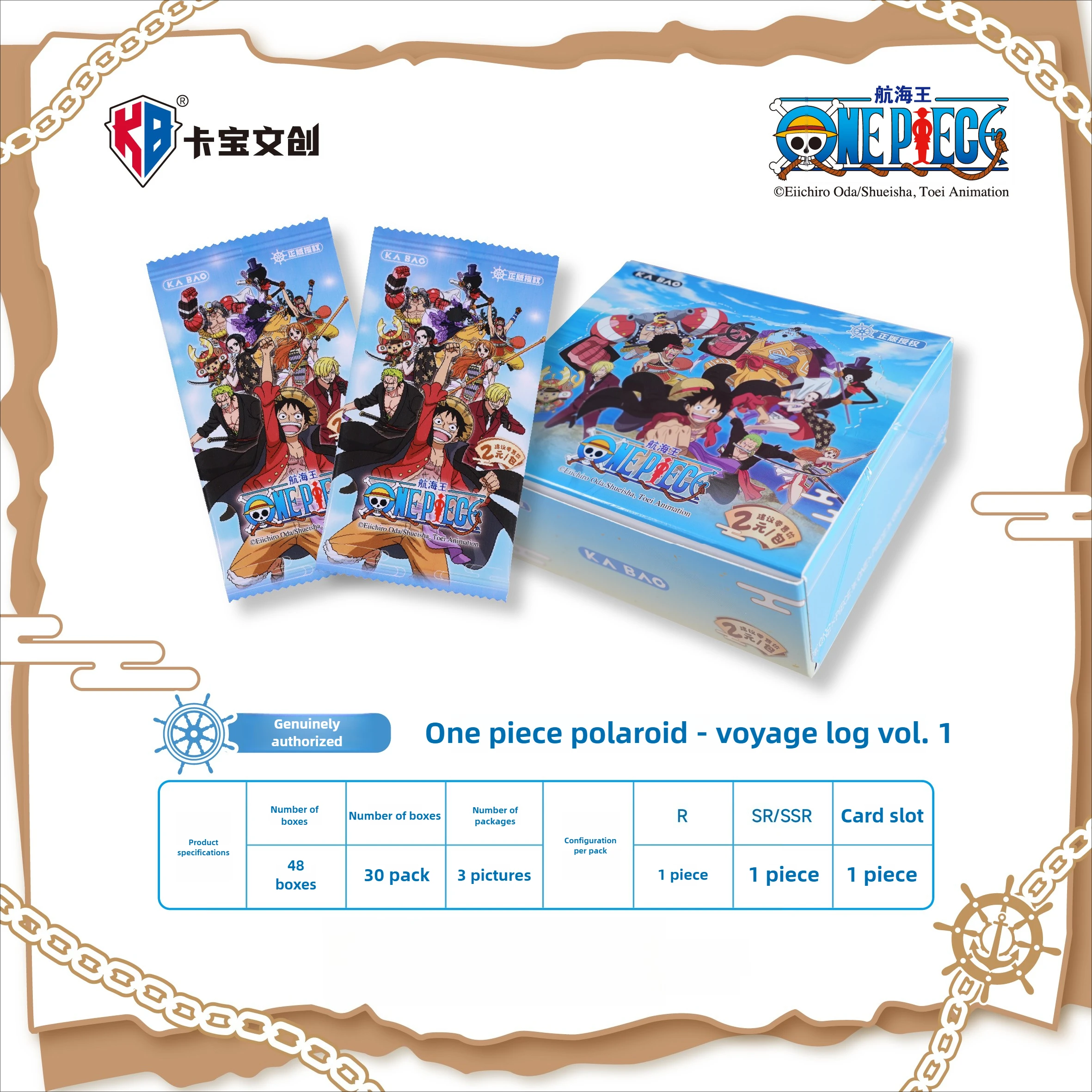 

Коллекционные карточки KABAO One Piece Instax Log, 1-е издание V2, таинственная коробка, аниме-слепая упаковка, набор WYSIWYG
