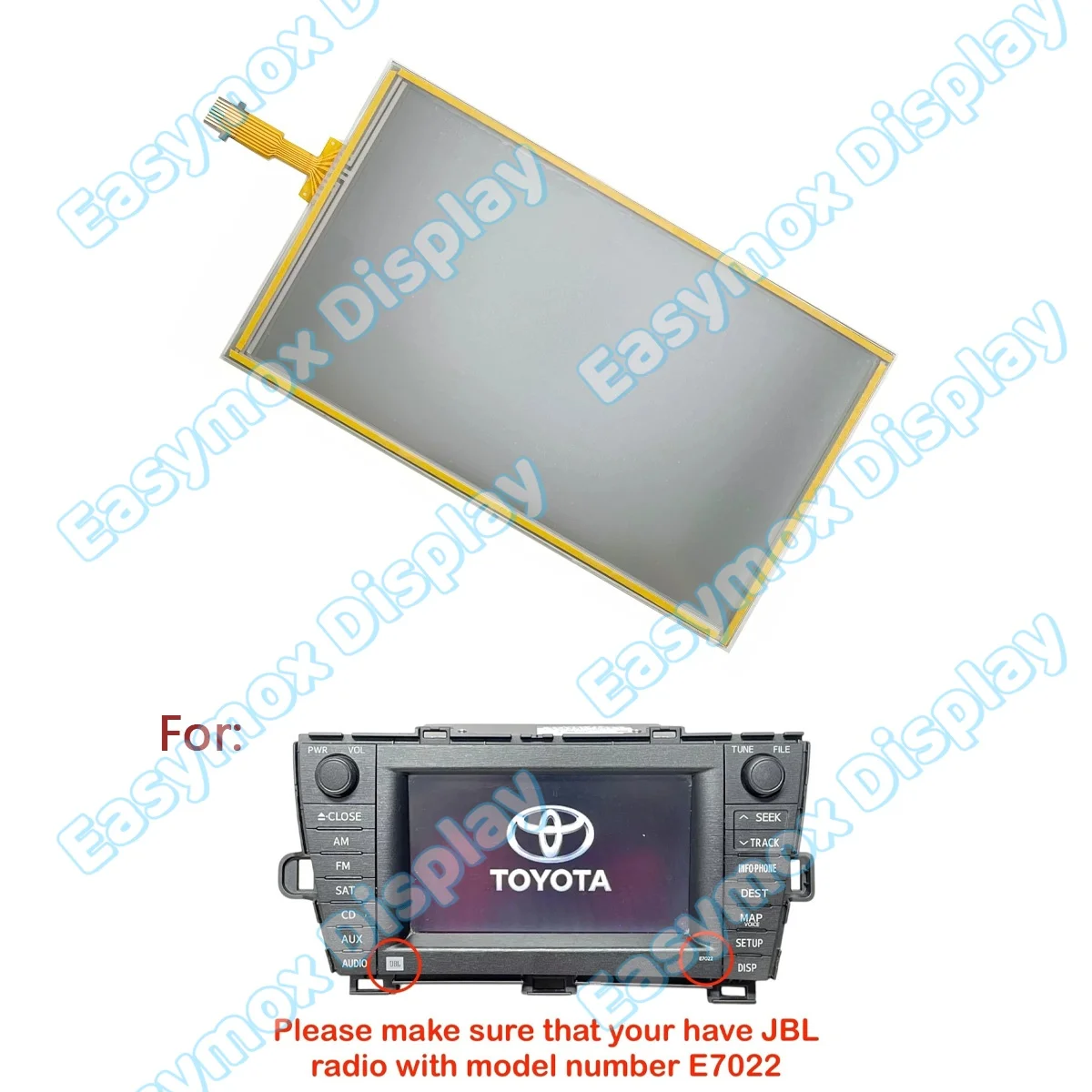 

LQ070T5GA01 7" Touch Screen Digitizer Replacement For TOYOTA JBL Car Radio E7022