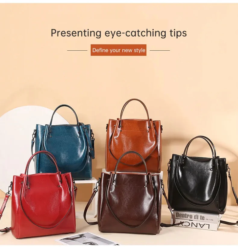 100% cuir véritable femmes sac fourre-tout grande capacité haute qualité peau de vache femmes sacs à bandoulière froissé ouvertu