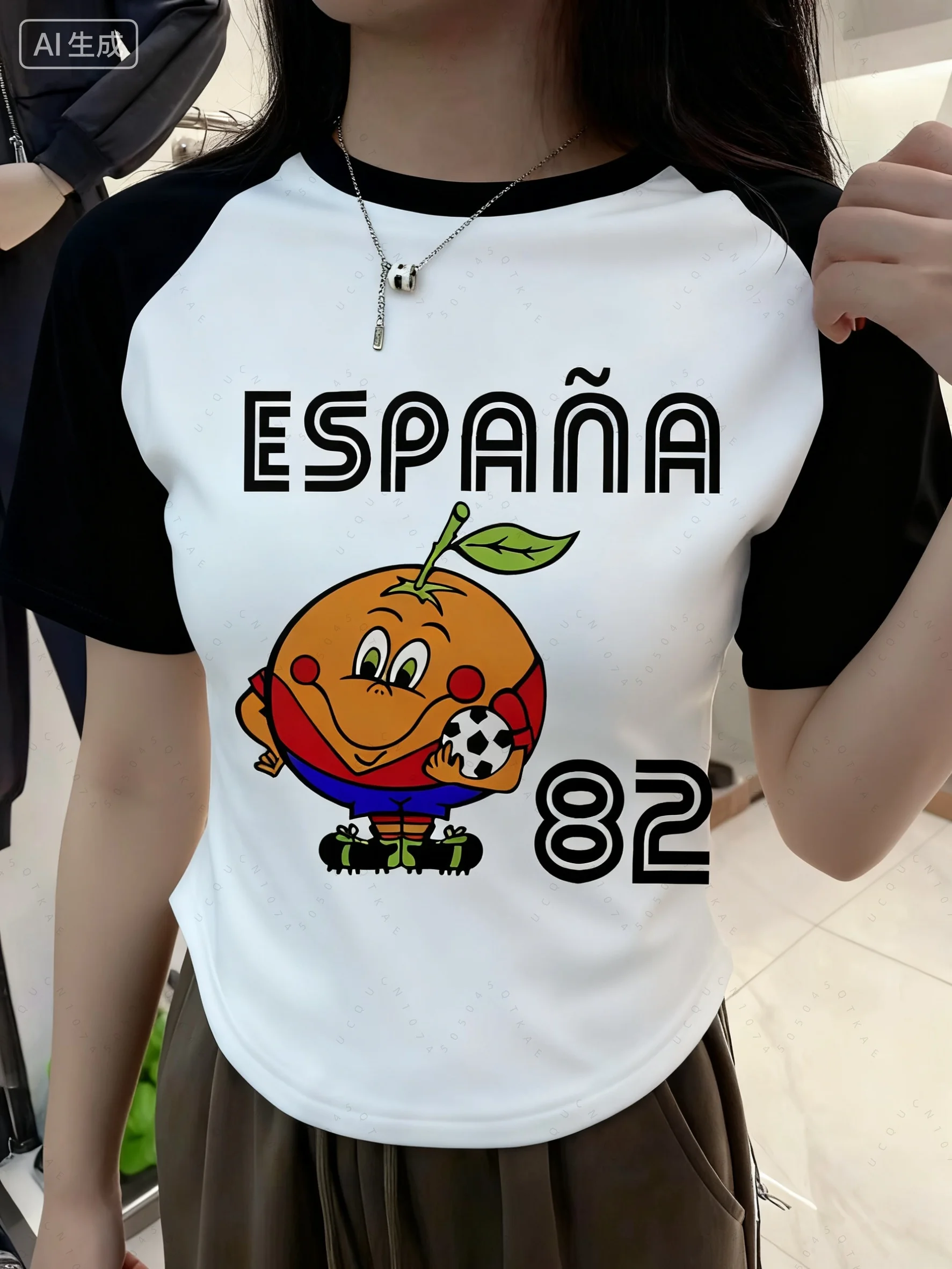 2026 الخريف والشتاء Naranjito تي شيرتات قطن الرجال عالية الجودة الجولة الرقبة اسبانيا 82 الإسبانية التميمة 1982 كرة القدم تي شيرت