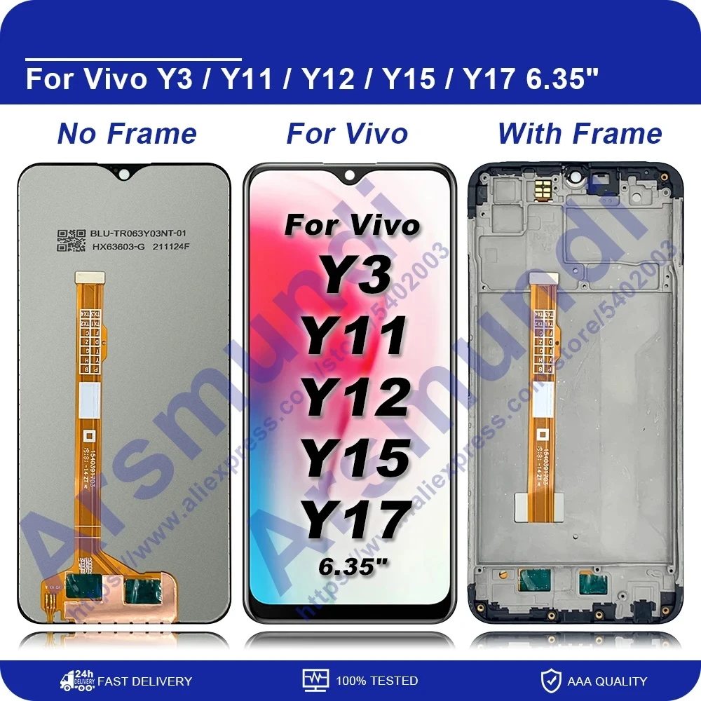 6.35'' For Vivo Y11 Y12 Y15 Y17 Y3 LCD Display Touch Screen Digiziter Assembly With Frame