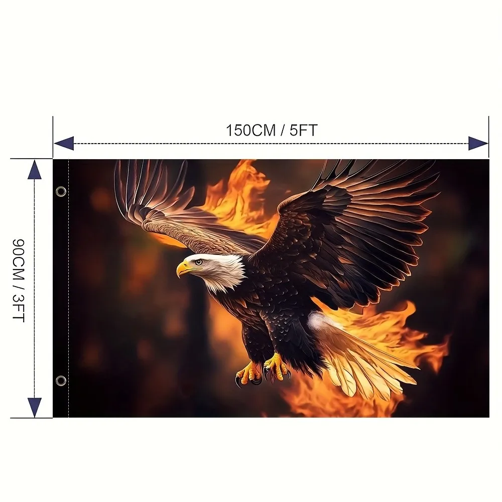 Drapeau de maison Fiery Eagle Majesty, bannière de porche extérieure, décoration murale en polyester durable