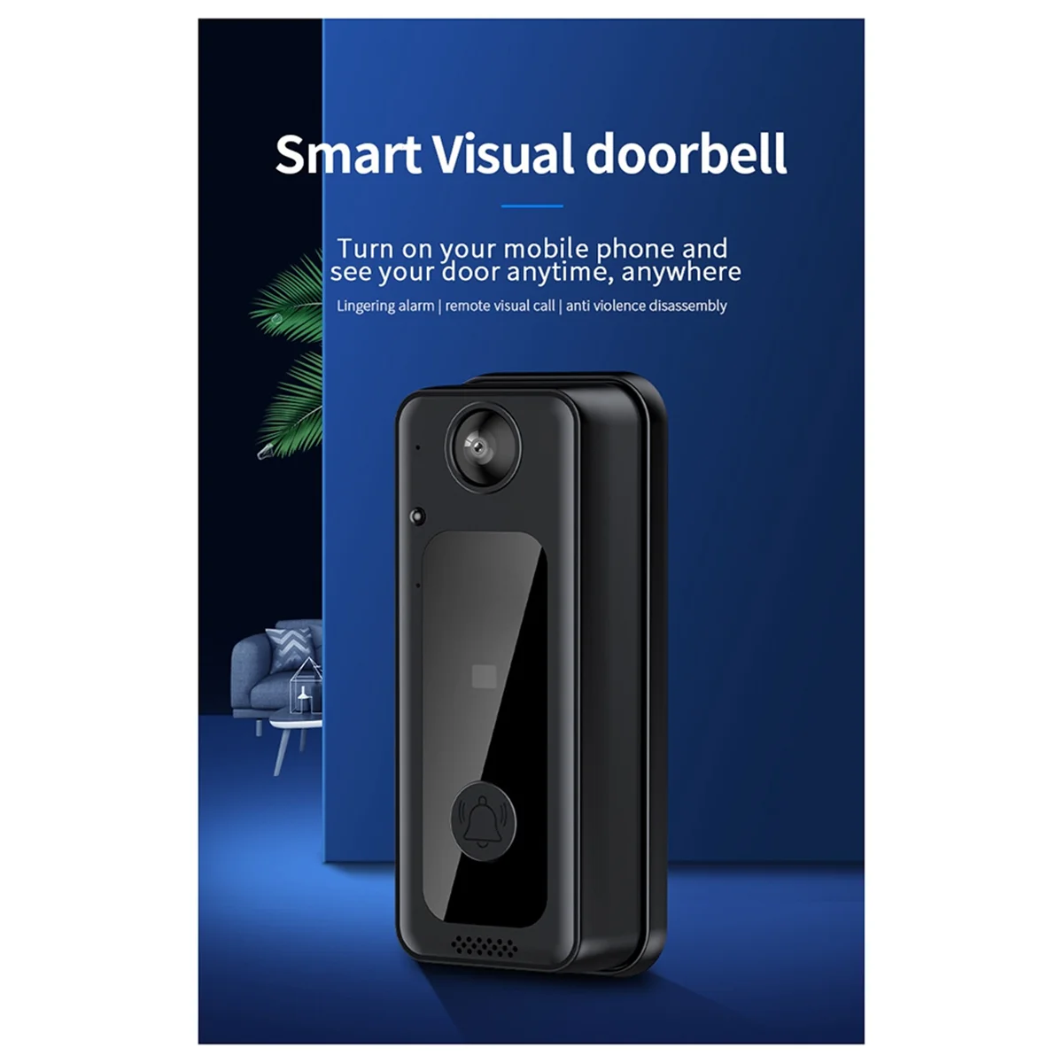 WIFI Doorbell Camera with 125° Wide Angle Visual Chime Smart Video Doorbell HD Video Night Vision Supports Cloud Storage