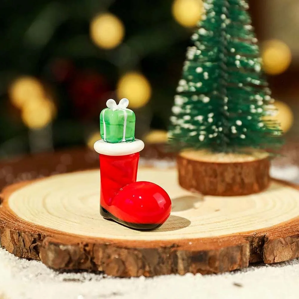 Handcrafted Glass Yoga Santa Lampwork Exquisite Handmade Glass Ornament Glossy Artistic Miniature Christmas Figurine Collectors