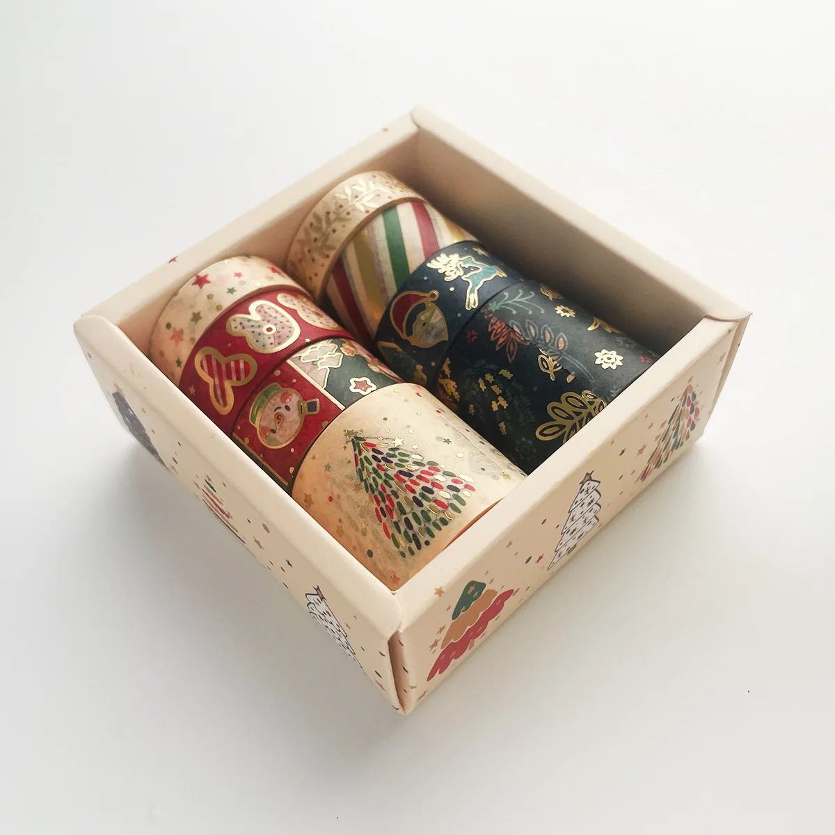 Imagem -05 - Feliz Natal Washi Fitas Conjunto Folha de Ouro Papel Adesivo Fita Adesiva Adesivos para Diário Álbum Decoração A7193 Peças