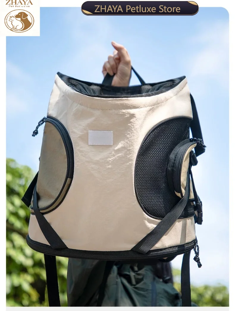 ZHAYA Breathable Nylon Cat Carrier Tote Bag Portable Front Chest Backpack for Kitten Travel Bathing Outdoor Walking