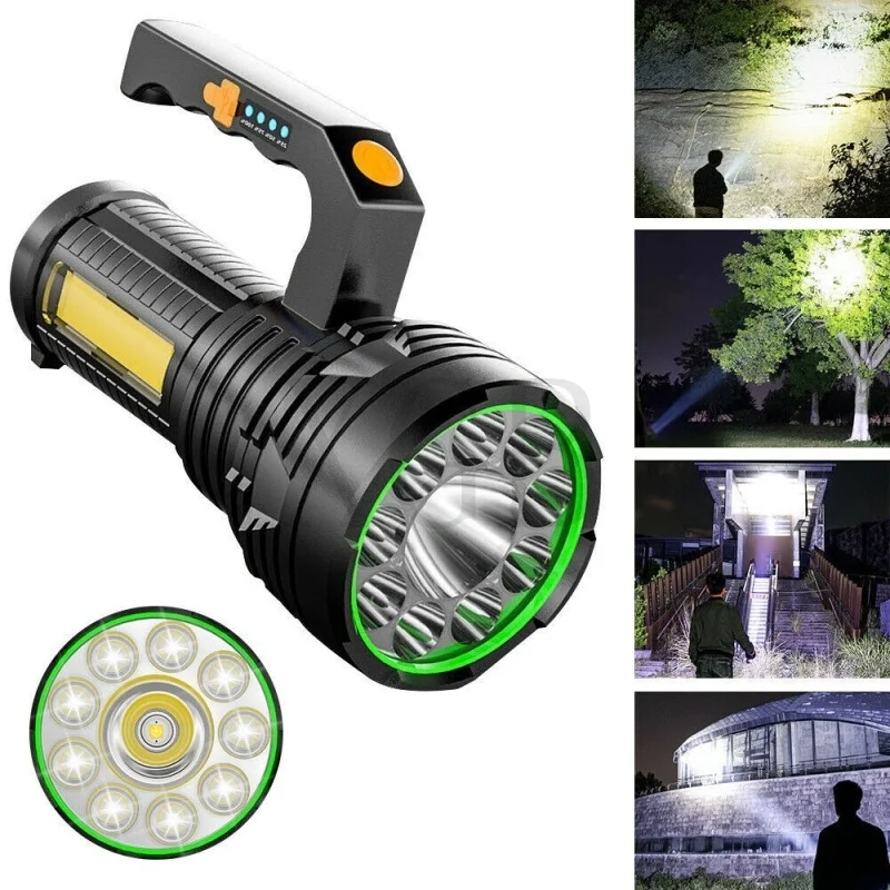 Outdoor LED portable searchlight patrol light USB rechargeable with side light lighting strong light long-range flashlight