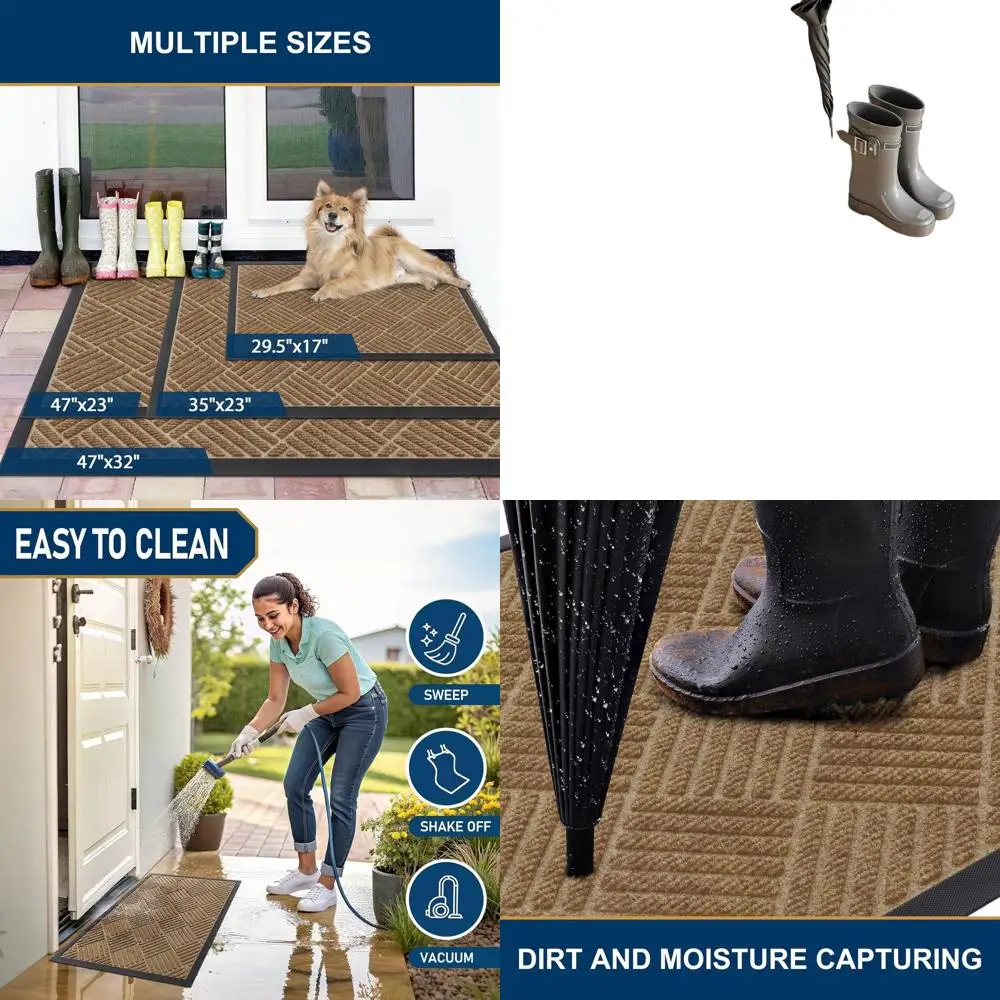 

Heavy-Duty Natural Rubber Door Mat, Non-Slip, Dirt and Moisture Trap, Easy to Clean, Low Profile for Outdoor Entrance, 47x23 inc