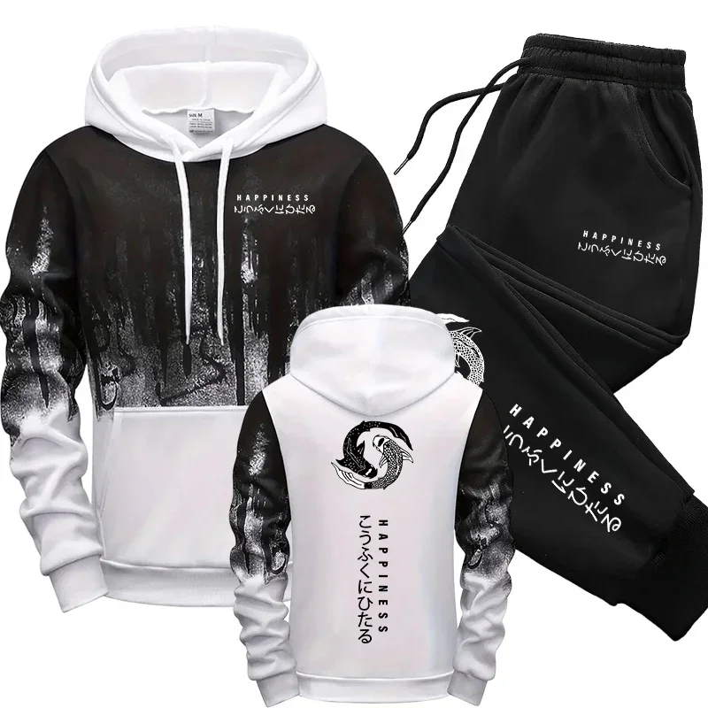 Japanese Fashion Men's Tracksuit Hoodies Sweatpants 2 Piece Set Fall&winter Daily Casual Sporty Jogging Suit Urban Trend Outfits view 2