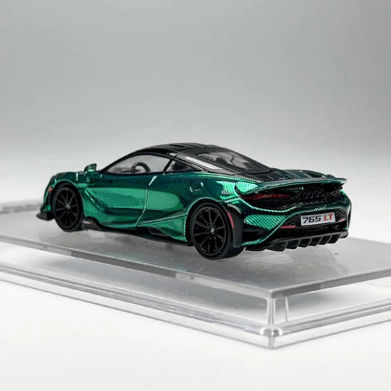 CM 1:64 Scale 765LT Electroplated Full Carbon Green Alloy Simulation Car Model Collection Display Ornament Toy Gift