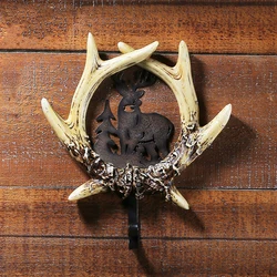 MGT-Deer Antler Wall Hook, Bathroom Wall Mount, Home Decoration, Statue Hook, European and American