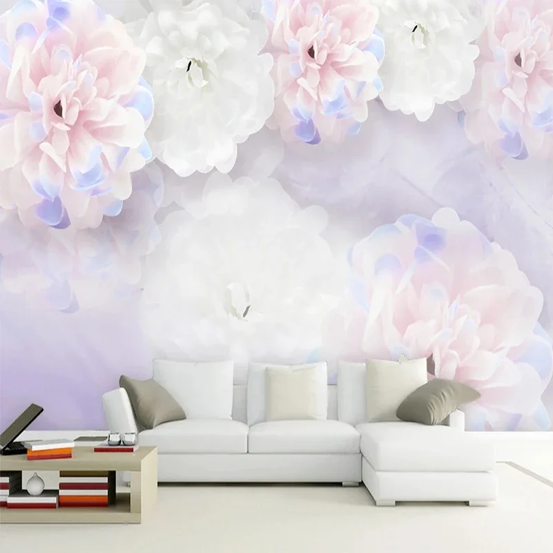 

Custom 3D Mural Wallpaper Beautiful Lavender Pastoral Flower Living Room Papel Pintado Pared Home Décor Wall Covering Tapety Art