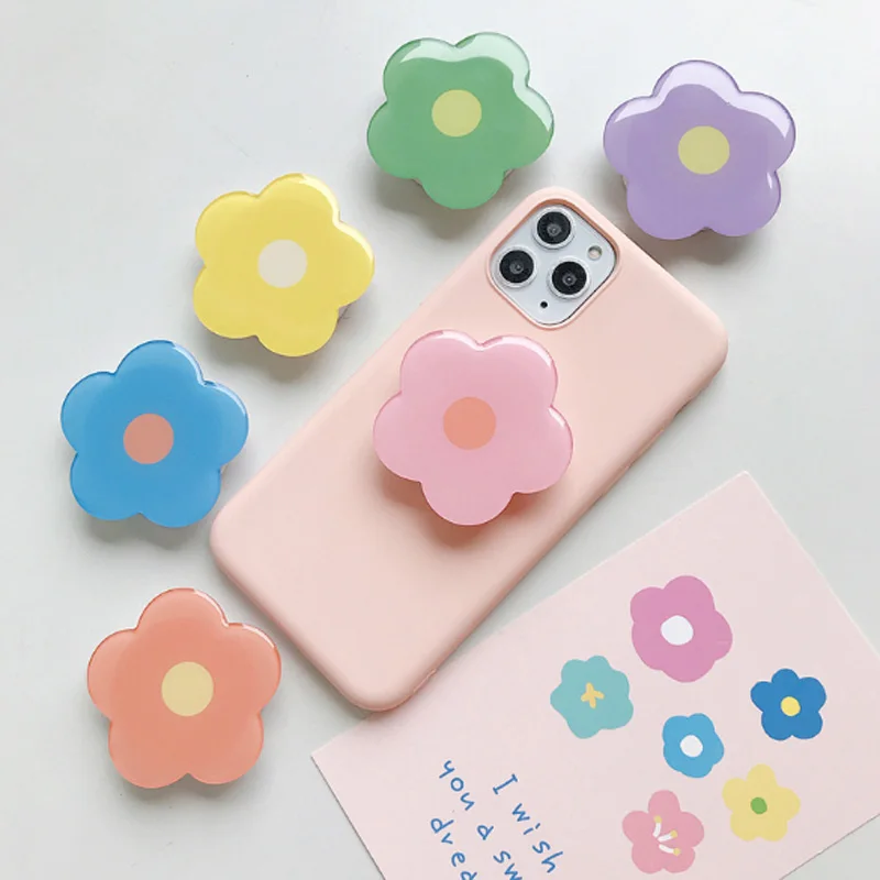 Cartoon Flower Finger Ring Holder Phone Socket Expanding Stand Phone Ring Grip For iPhone Samsung Mobile Phone Accessories