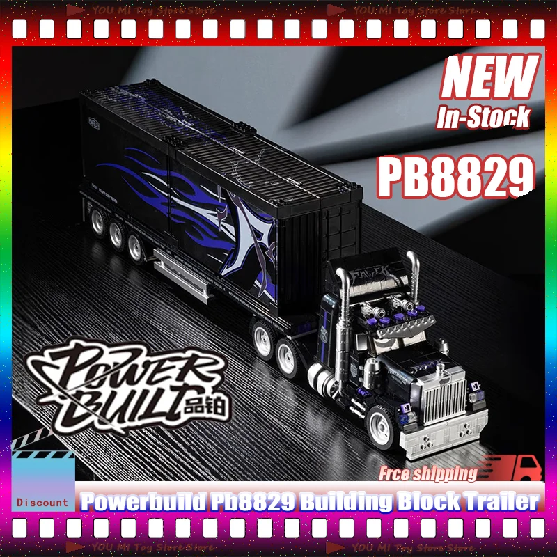 

New In Stock Powerbuild Pb8829 Retro American Big Tow Head Heavy Truck Assembly Block Car Model Ornaments Puzzle Block Toys Gift