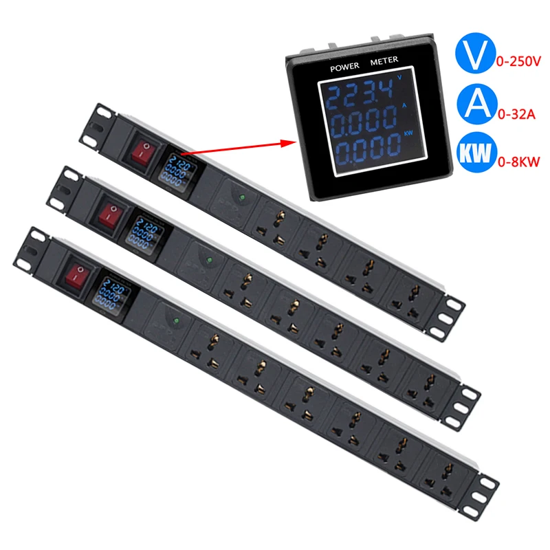 

PDU Power Strip UK Plug Distance Universal Socket Surge Protector Wattmeter Power Meter Voltmeter Extension Board