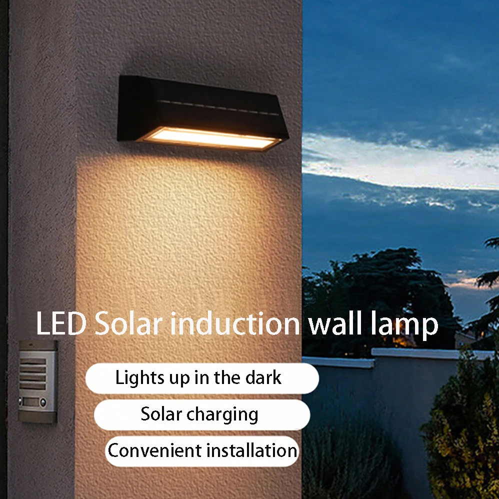 LED Solar Wall Lamp Lithium Battery 3.7V 2200mAh IP65 Waterproof Outdoor Modern Minimalism Style Lamp Porch Garden Lights