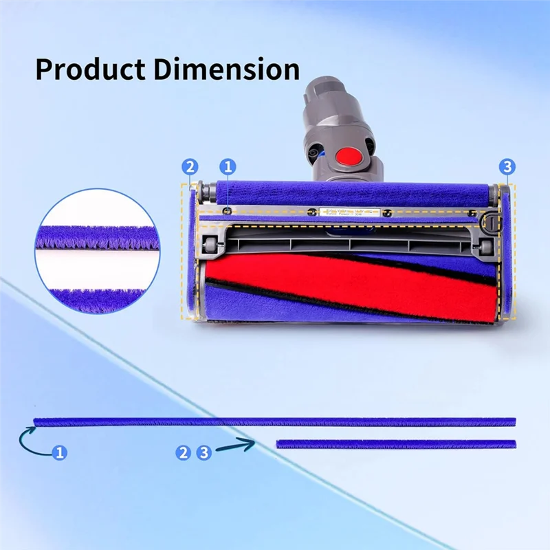 

B89B-Soft Plush Strips For Dyson V6,V7,V8,V10,V11 Soft Roller Cleaner Head,Vacuum Attachment Replacement Parts