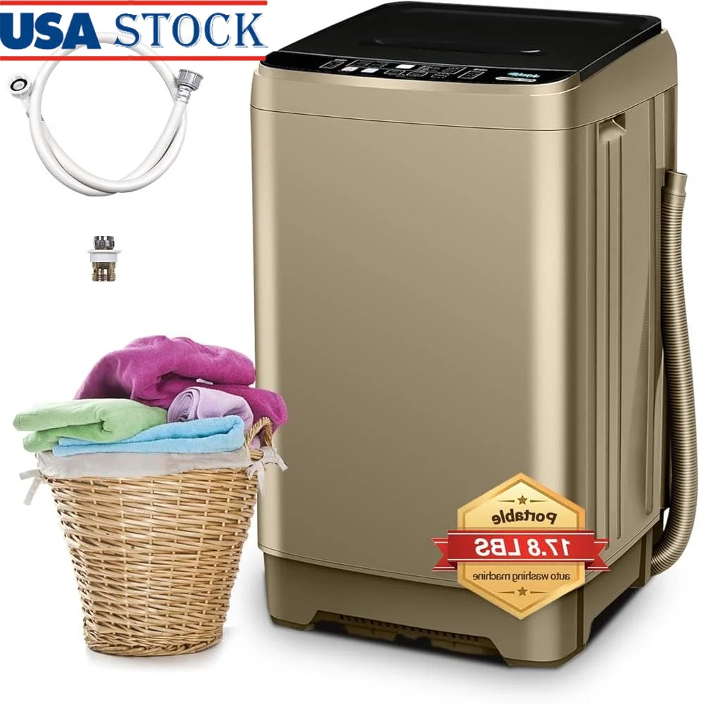 Portable Washing Machine 178lbs Capacity Fully Automatic Top Load Washer Imbalance Adjustment Child Lock 10 Wash Programs Energy