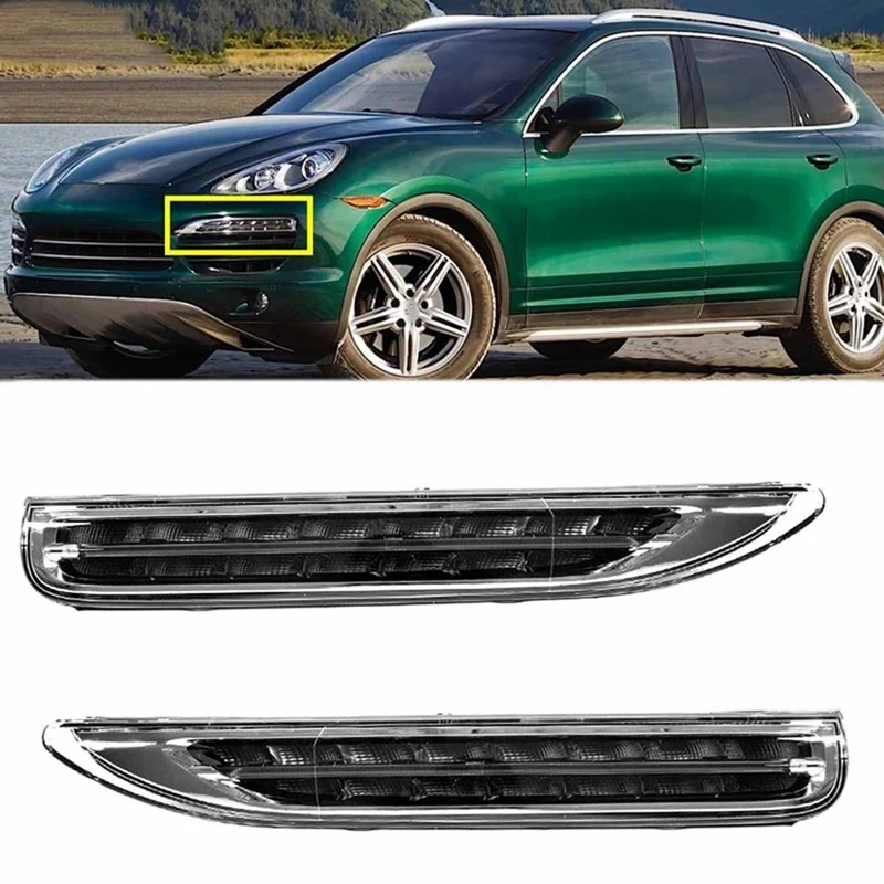 1Pair Car Front Bumper Daytime Running Light LED DRL Driving Lamp 95863118100 95863118200 For Porsche Cayenne 2011-2014