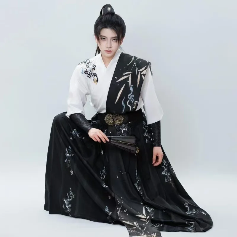 남자 검은 검객 Hanfu 중국 전통 송나라 의상 빈티지 할로윈 NightHero 코스프레 의류 이벤트 정장 COS