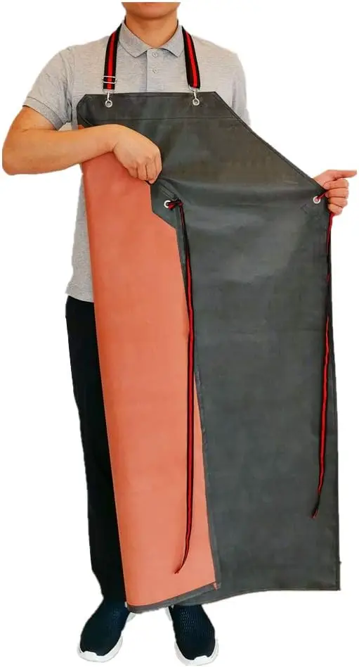 

Thick Rubber Apron, 47.2x33.5 Inch Waterproof Long Chemical Resistant Adjustable for Dishwashing Cleaning Fish Gardening Lab