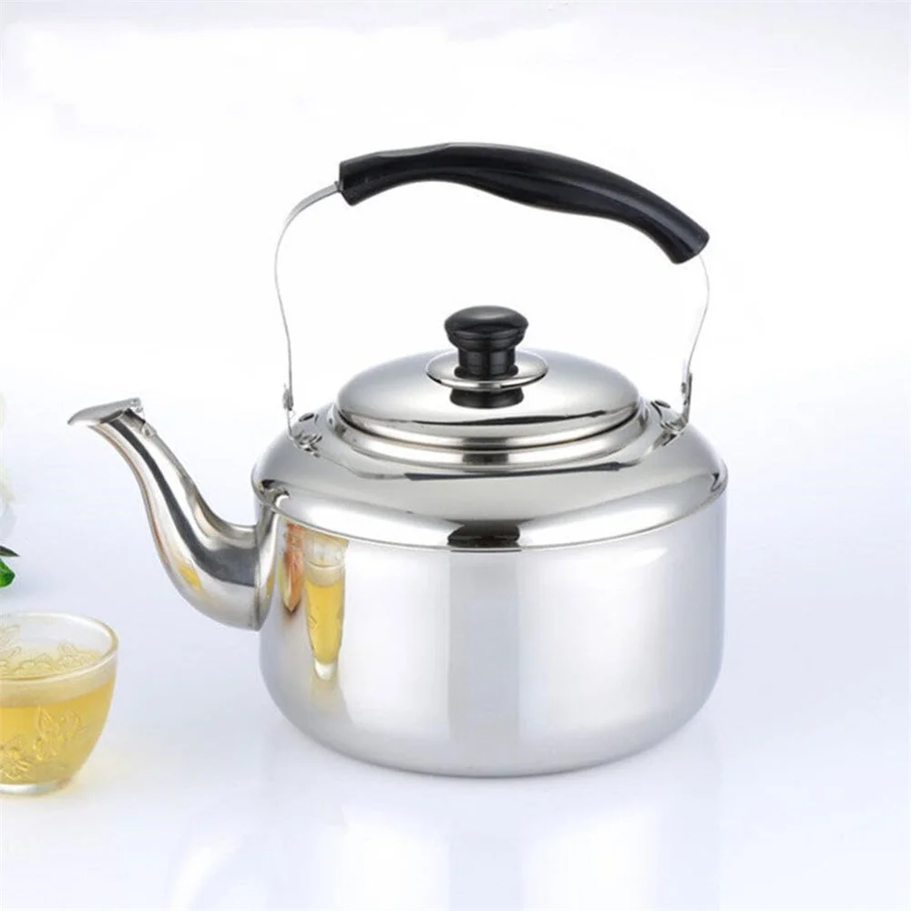 4L Stainless Steel Stove Top Teakettle, Fast Boiling Teapot, Whistle Mirror Polished Heat Water Pot, Camping Coffee Kettle