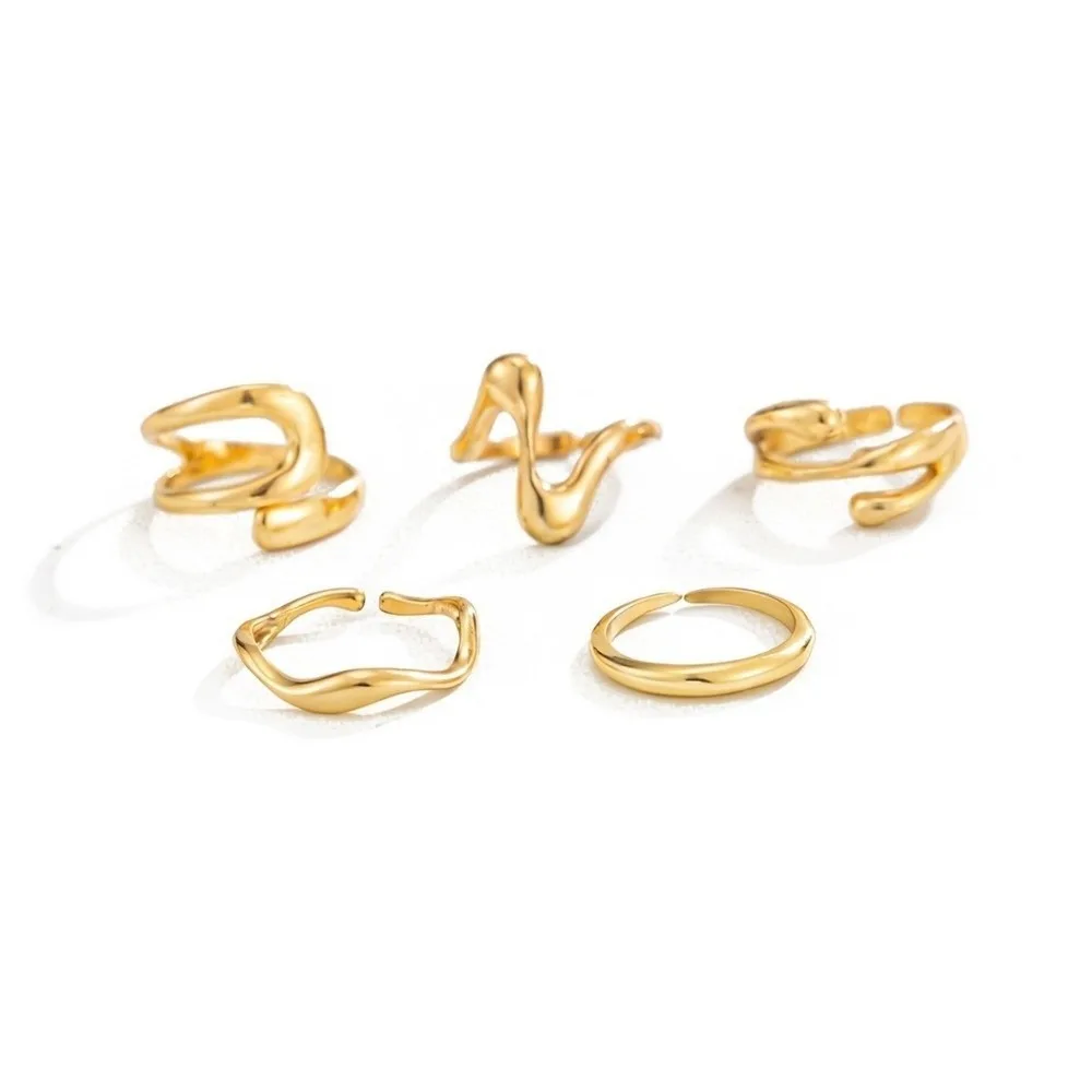5PCS/3PCS Adjustable Colored Gemstone Toe Rings Stackable Polished Finish Open Foot Rings Gold Color Round Curved Surface