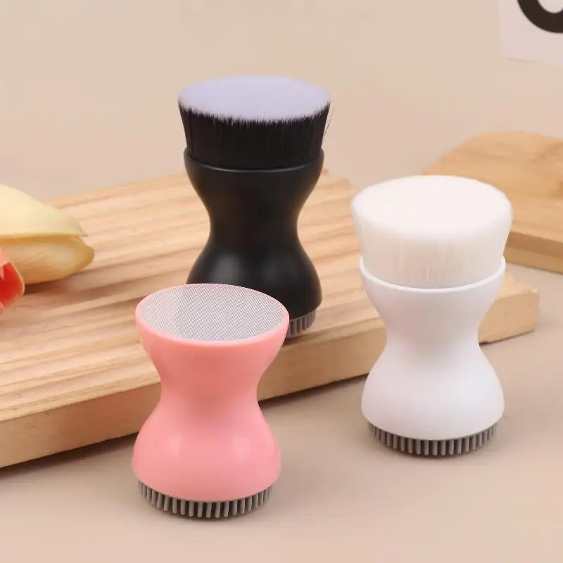 Mini cepillo de limpieza Facial Manual, cepillo Facial de masaje de silicona, cerdas suaves, dispositivo de limpieza de mano de doble cara, limpiador de poros