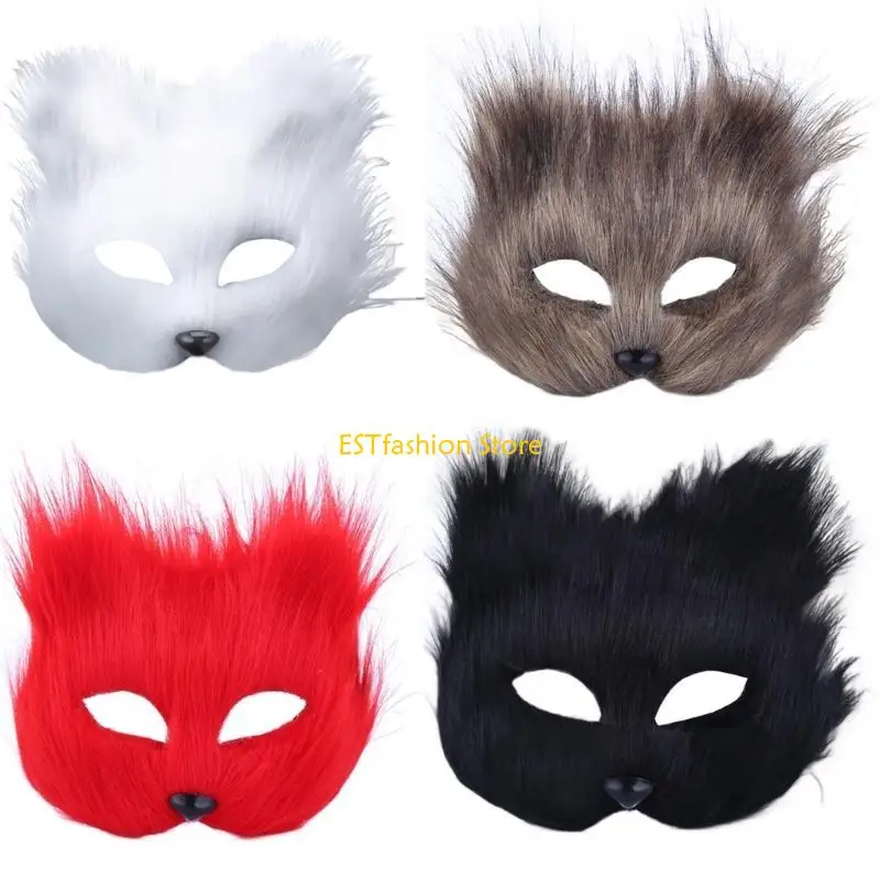 Y5GC śliczna maska ​​lisa pluszowa maska ​​na bal maskowy Halloween półmaska ​​kreatywna maska ​​zwierzęca rekwizyty na dla i