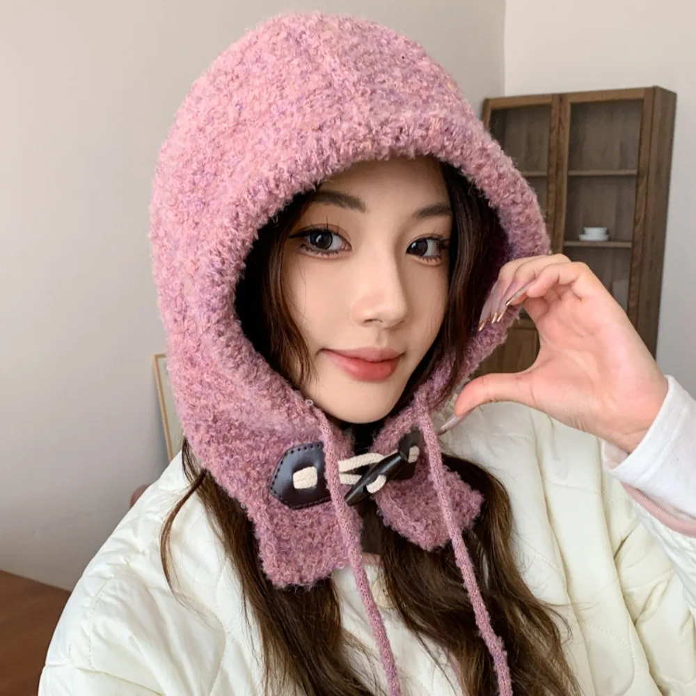 

Trendy Korean Winter Hat Christmas Gift Thickened Keep Warm Plush Hats Bucket Hat Bear Ears Hat Ear Protection