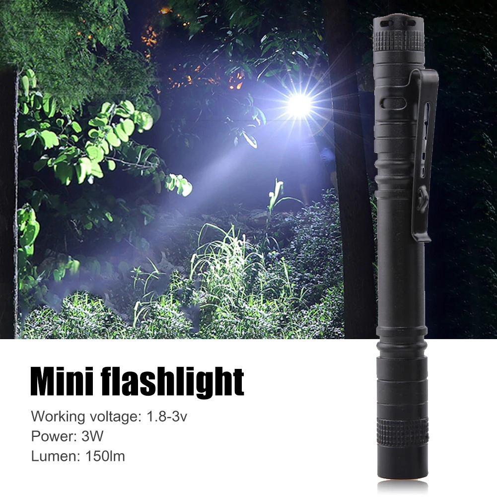 3-1PC 3W Mini Flashlights Portable XPE R3 LED Flashlight Waterproof Clip Pen Light for Outdoor Camping Hiking Pocket Torch Lamps