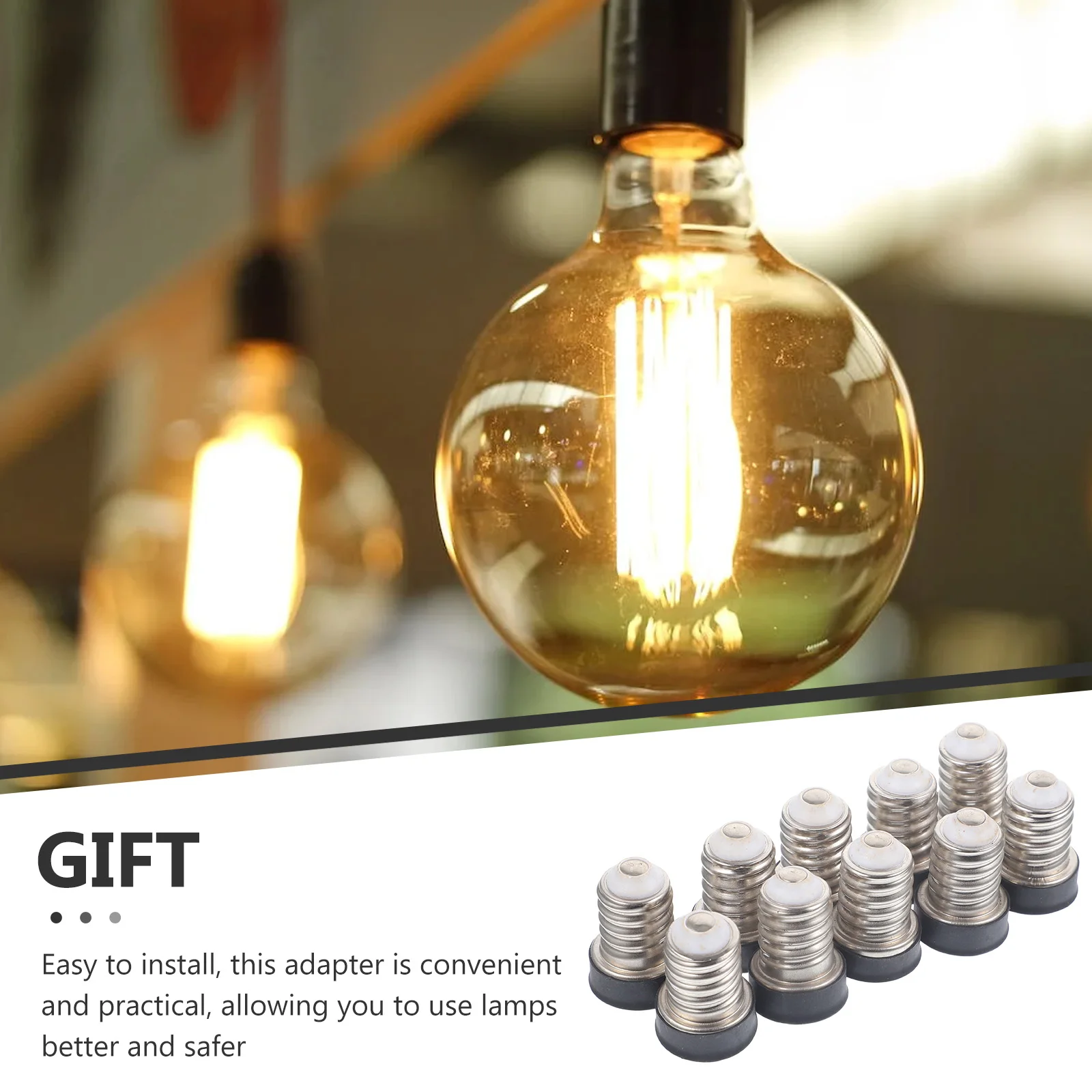

10pcs E14 to Lamp Holder Adapter Black High Temp Resistant Light Bulb Socket Converter for Garage Workshop Basement