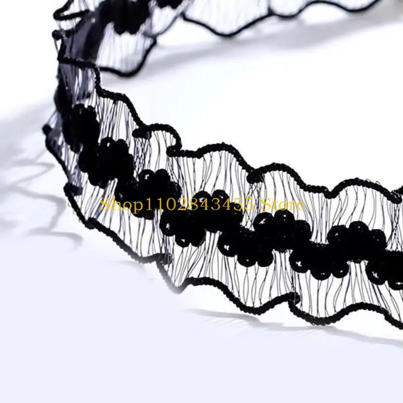 

49MC Evening Party Choker Necklace Lace Camellia Neckband for Female Girl Party Props