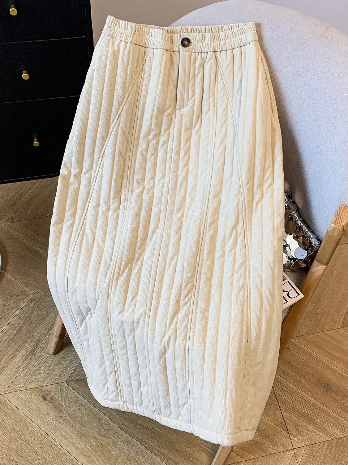 

Юбка-миди трапециевидной формы с высокой талией для поездок на работу, большие размеры, тонкая пышная юбка с бутоном цветка, корейская повседневная зимняя юбка