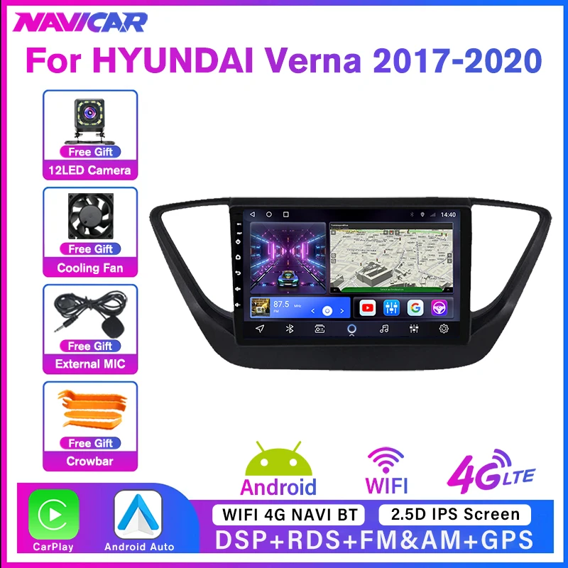 

2Din Android 10 Car Radio For HYUNDAI Solaris 2 Verna Accent 2017-2020 GPS Navigation Auto Radio Bluetooth Player Car Stereo