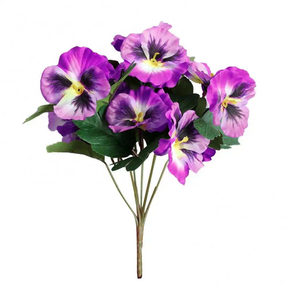 زهور بانسي الاصطناعية الزهور الاصطناعية الحرير ورد صناعي ديكور المنزل مكتب الزفاف زهرة اصطناعية زينة بانسي