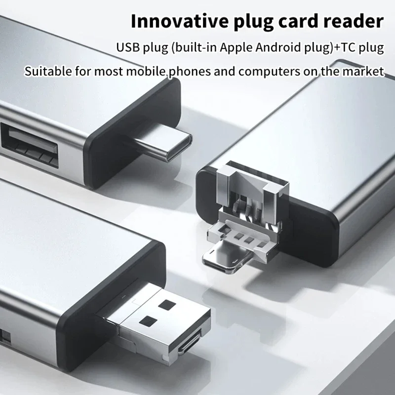 7-in-1 Multifunctional Card Reader Storage Box SD Card Micro SD Card Case OTG Adapter USB2.0 Type-C Adapter Card Storage Box