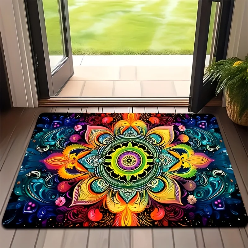 Vikama – tapis de recyclage de fleurs lumineuses, paillasson de sol doux, pour salon, chambre à coucher, tapis de bienvenue, extérieur, maison D