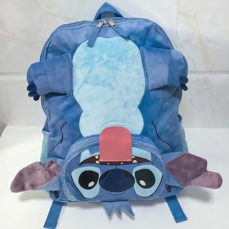 

Stitch Inverted Backpack Student Large-capacity Travel and Hiking Storage Bag Cartoon Plush Embroidery Knapsack Festival Gifts