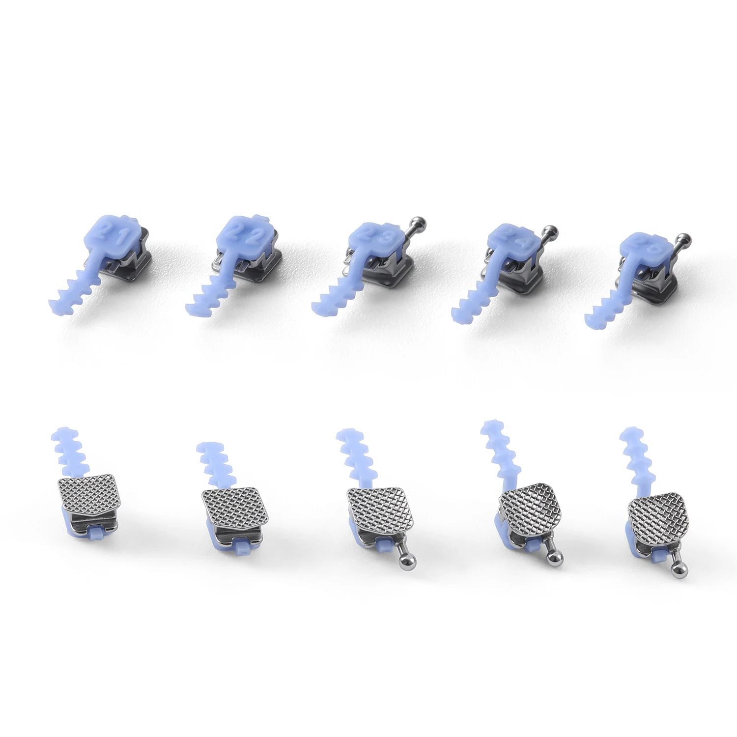 AZDENT Zahnspangen Selbstligierende Brackets mit Netzbasis 20 Stück Roth MBT 0.022 Haken 345 mit Werkzeug Zahnmedizinisches Material – Detail 7