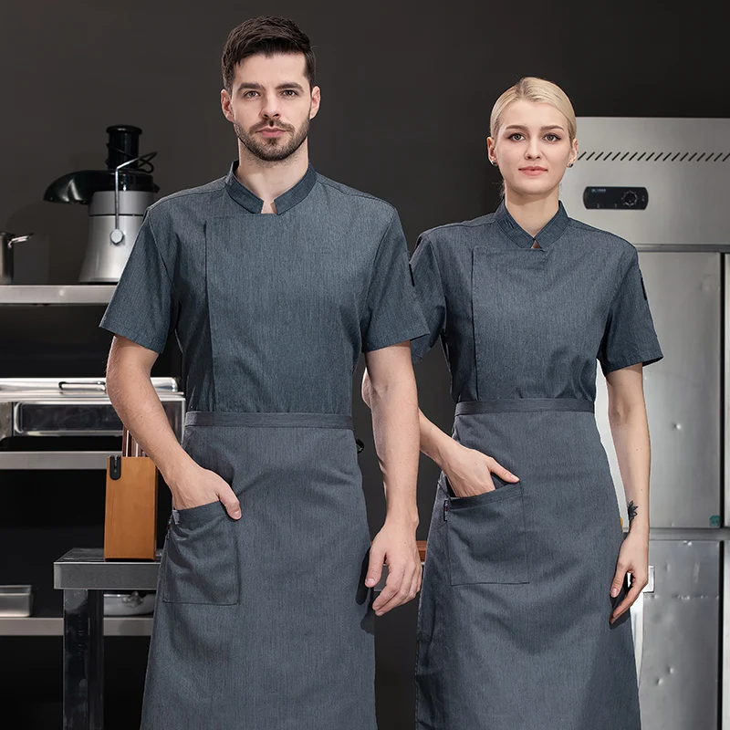 シェフ制服男性女性シャツコック服半袖レストランホテルコスチュームキッチンシェフパン屋ウェイター作業服