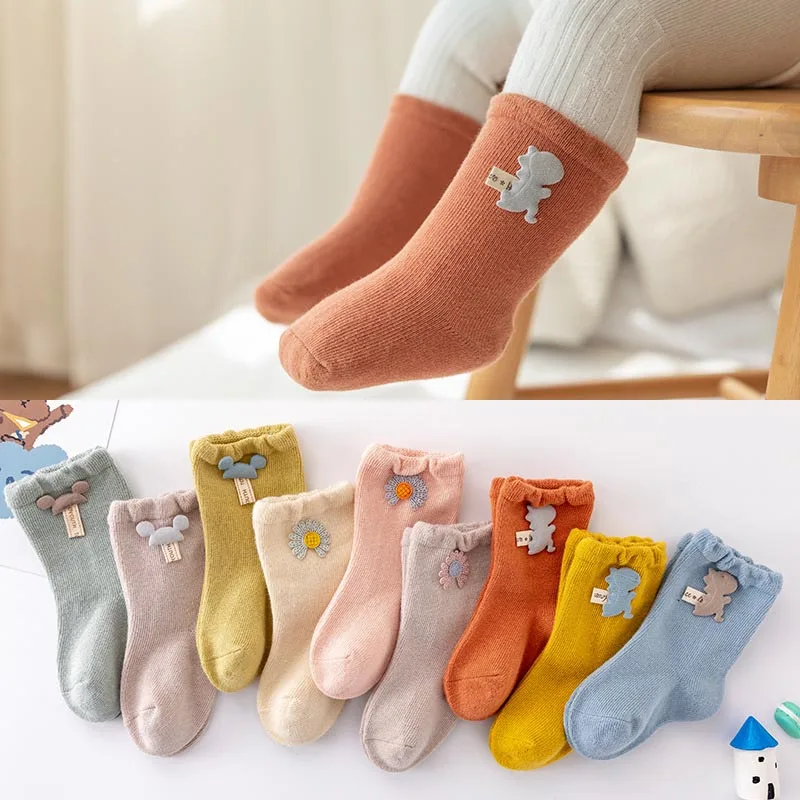 

3 Pairs/Lot Baby Cotton Socks Cartoon Patch Socks Boy Socks Girl Socks Newborn Soft Socks Kids Clothing