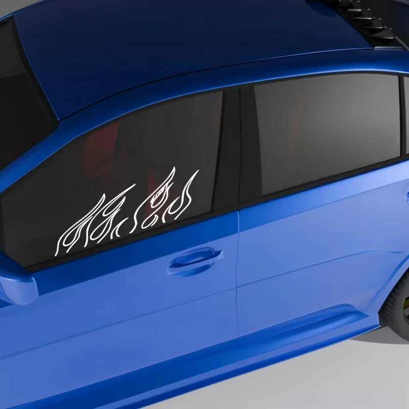 Flame Line Sticker 1PC JDM Vinyl Transfer Decal Car Motorcycle Window Glass Side Door Fire Style 22.4x6.92in Auto Decor