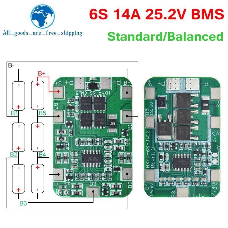 1/3PCS 6S 22,2 V 25,2 V 14A 20A 18650 Li-Ion Lithium Batterie Ladegerät Schutz Bord mit Ausgewogene PCB BMS 6 Pack Zellen Modul